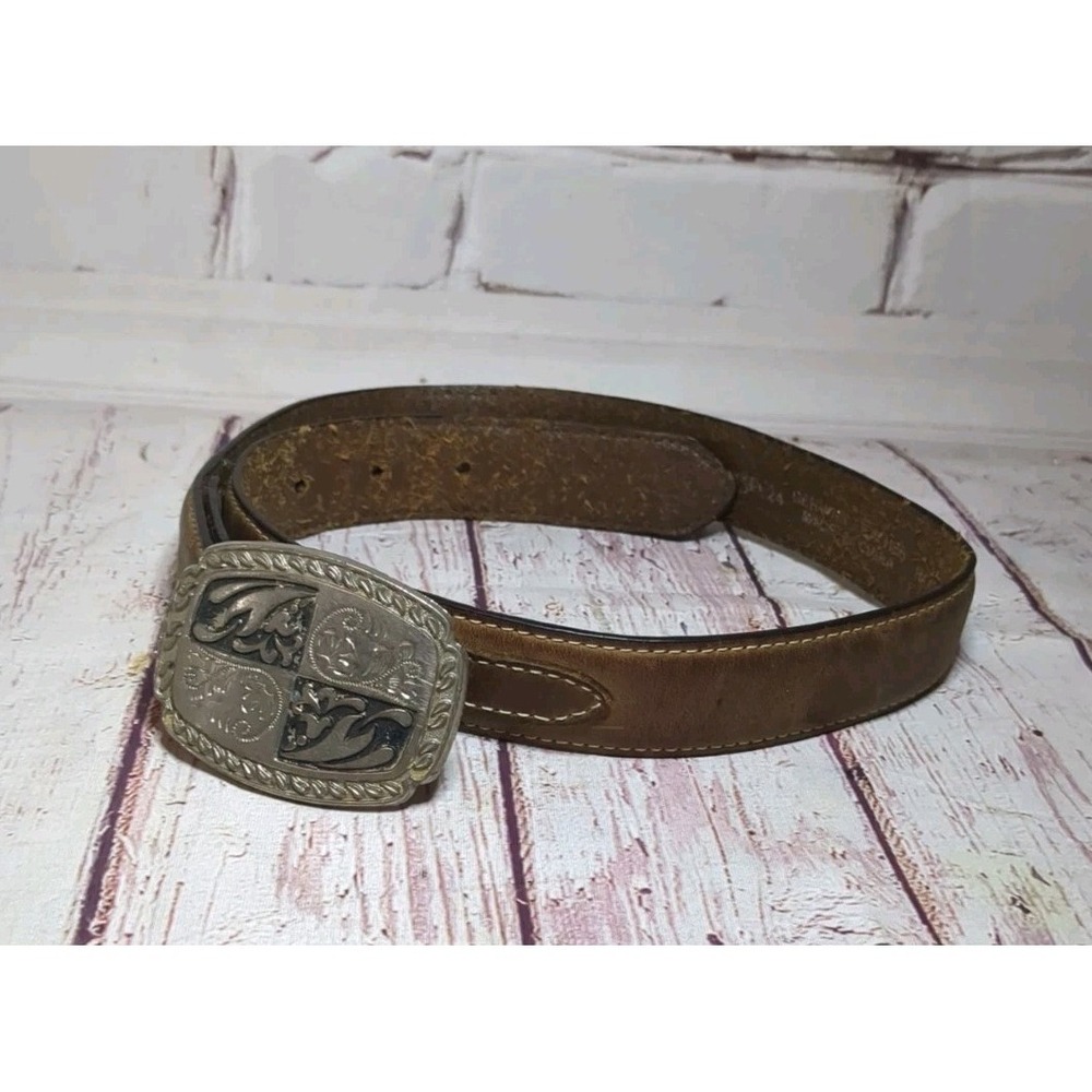 Nocona Vintage Western‎ Belt Boys 24 Brown Leather W/ Buckle
